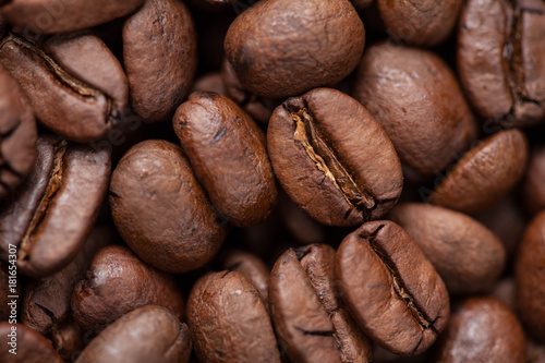 Coffee beans macro as background