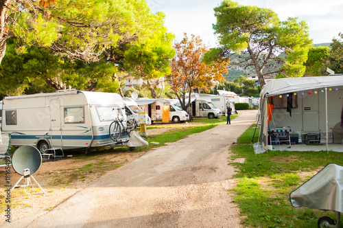 Canvas Print Campers at the campsite