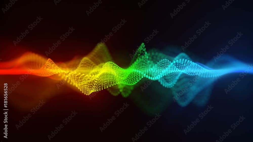 Horizontally oriented bright colorful futuristic shape. Abstract sci-fi concept. Computer generated seamless loop 3D animation rendered with DOF 4k (4096x2304)
