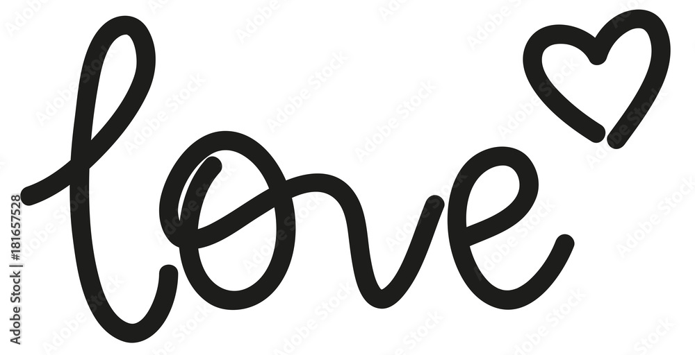 love - Schriftzug mit Herz, Schreibschrift, handlettering Stock