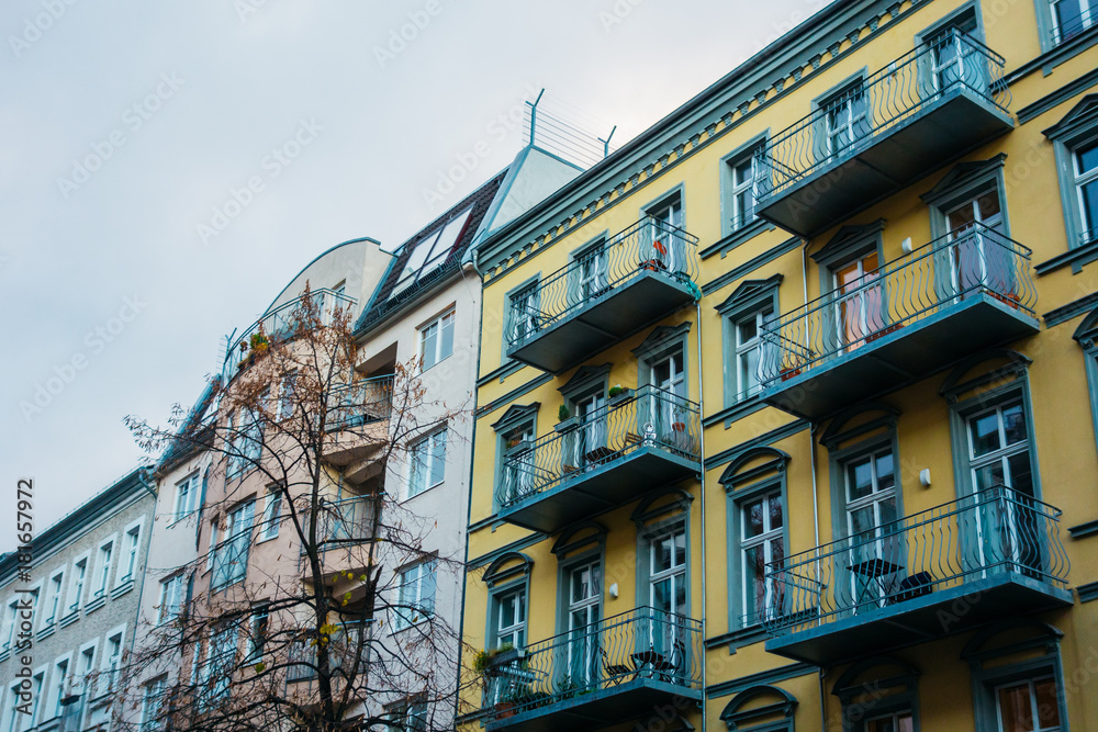 Fototapeta premium typical houses in berlin on a cloudy day