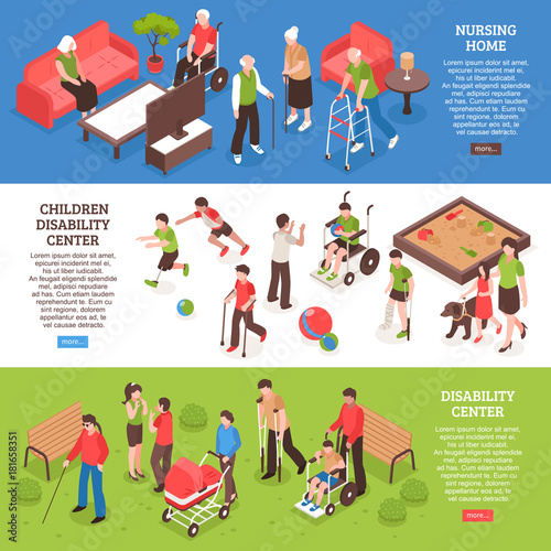 Disabled People Isometric Banners
