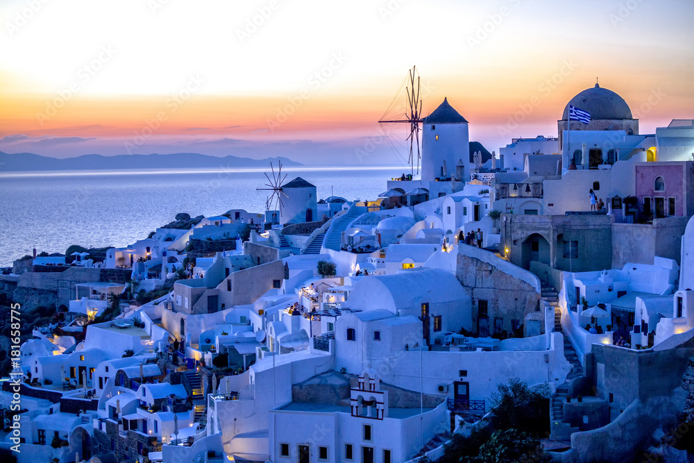 oia at sunset