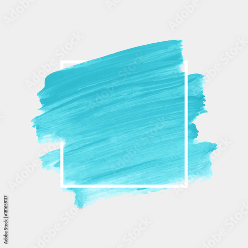 Logo brush painted watercolor abstract background design illustration vector over square frame. Perfect painted design for headline, logo and sale banner.  © Lustrator