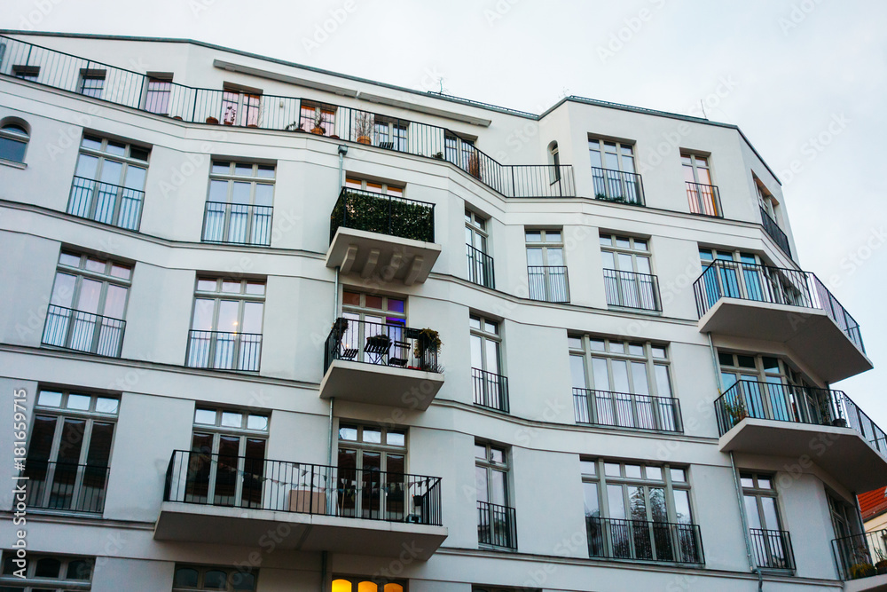 Obraz premium beautiful modern white apartment house in germany