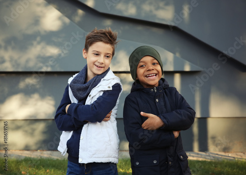 Cute stylish boys outdoors