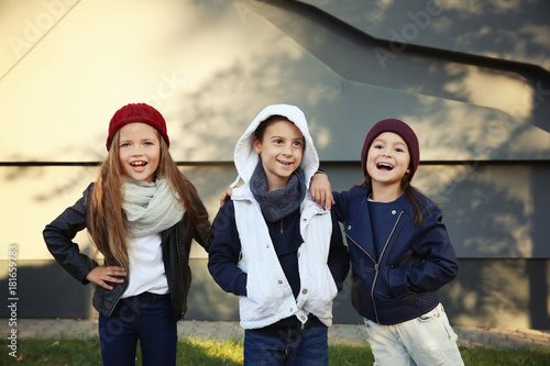 Cute stylish children outdoors