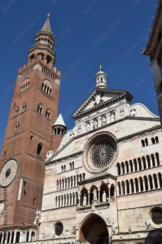 The facade of the imposing Cathedral of Cremona - Cremona - Italy