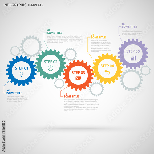 Abstract Info graphic with design flat gear wheels template