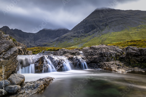 Beautiful waterfalls in Scotland mountains
