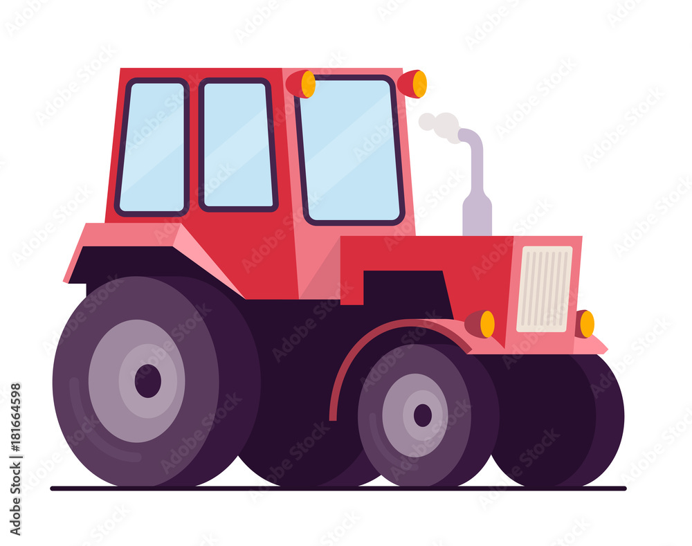 farm tractor, Vector flat style illustration, Isolated on white background, eps10 vector