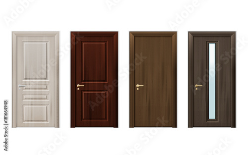 Fototapeta Naklejka Na Ścianę i Meble -  Wooden Doors Design Icon Set 