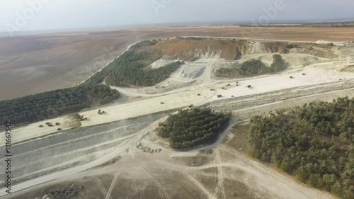 AERIAL: Limestone quarry / AERIAL: Flying along limestone quarry   photo