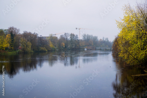 Hamburg, Germany - November 15, 2017: Alster river. Germany