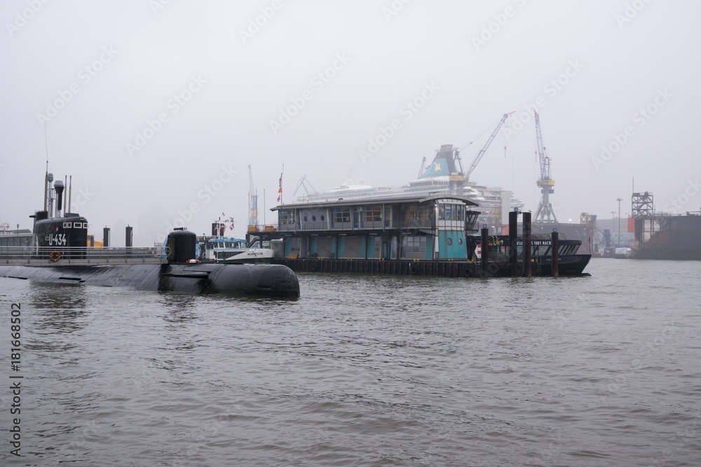Old Russian Submarine in the Port of Hamburg. Germany Old Russian Submarine in the Port of Hamburg. Germany