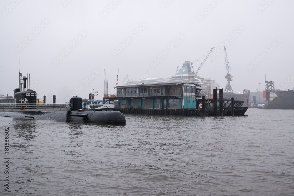 Old Russian Submarine in the Port of Hamburg. Germany