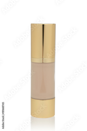 cosmetic container, tube with foundation cream isolated on white background with shadow