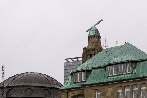 Hamburg, Germany- November 15, 2017: Hamburg Harbor during rainy day. Germany photo