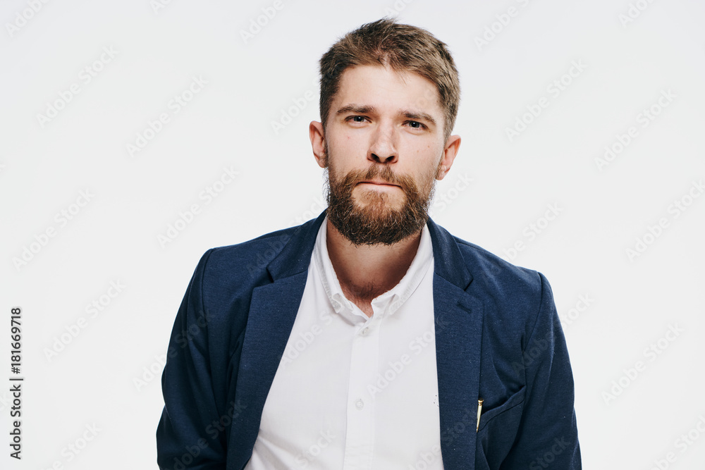 Business man with beard on white isolated background, portrait Business man with beard on white isolated background, portrait