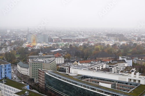 Aerial view to Hamburg city. Germany