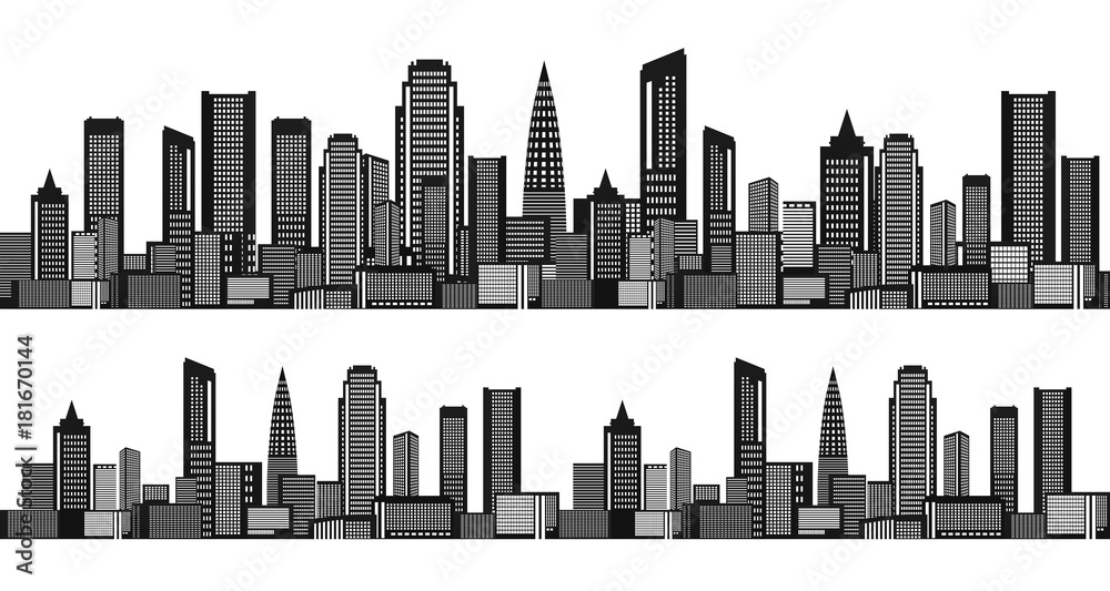 Seamless horizontal pattern with city