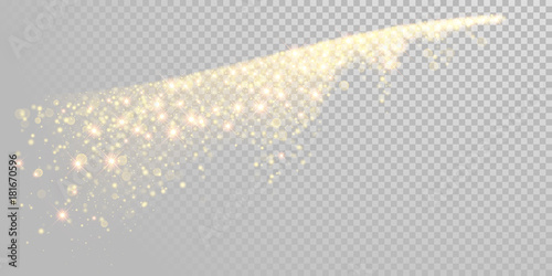 Christmas holiday golden glitter snow or sparkling gold confetti on white background template. Vector golden particles light shine glare effect for New Year or Christmas glamor modern luxury design