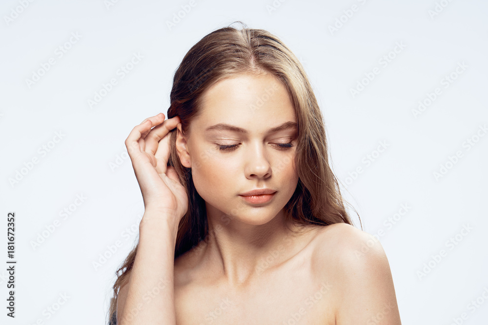 Beautiful young woman on white isolated background, portrait Beautiful young woman on white isolated background, portrait