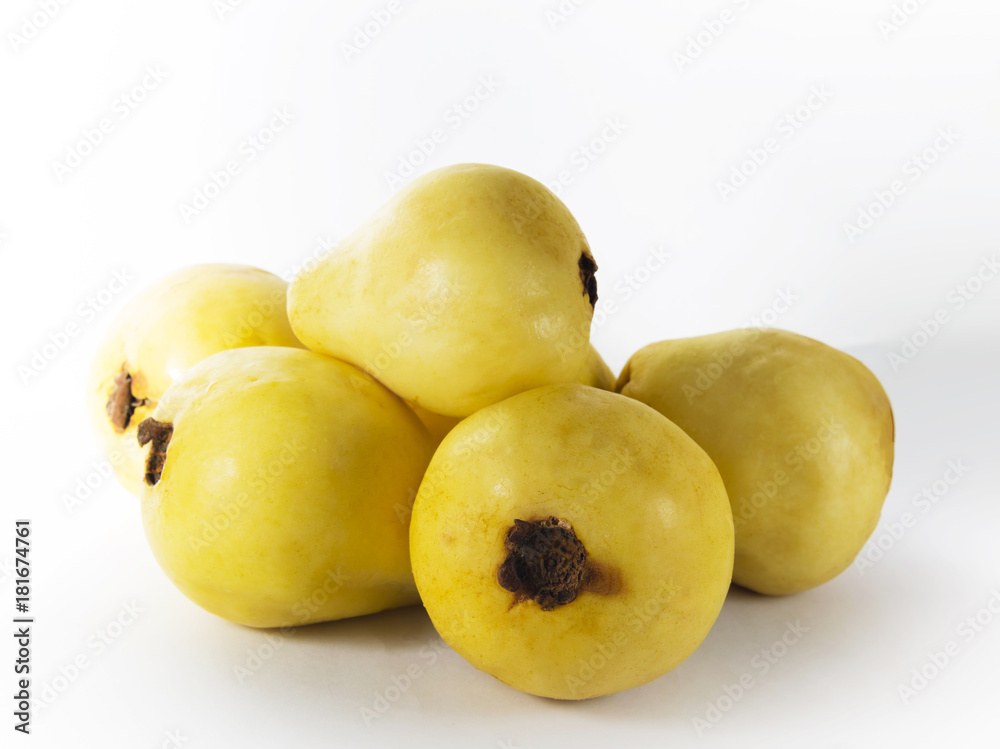 Several guava fruits on a white background Several guava fruits on a white background