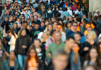 Crowd of people on the street. No recognizable faces