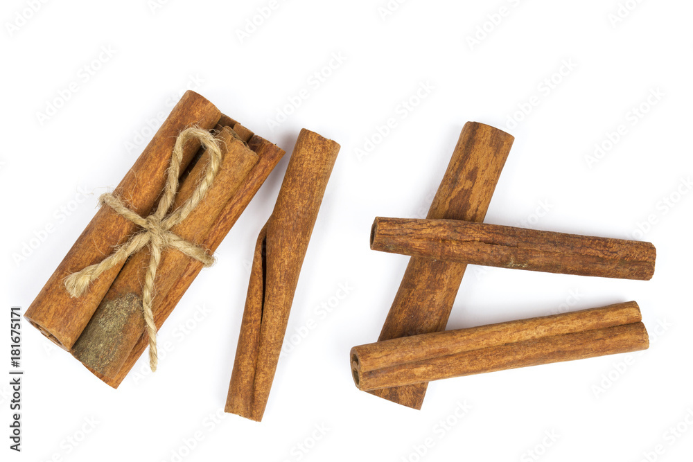 Cinnamon in a pile top view Cinnamon in a pile top view