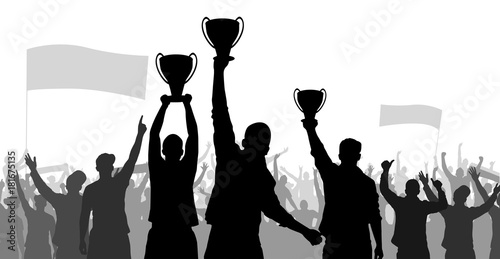 Backgrounds with cup champion and crowd people