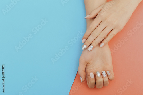 Fototapeta Naklejka Na Ścianę i Meble -  Natural nails, gel polish. Perfect clean manicure