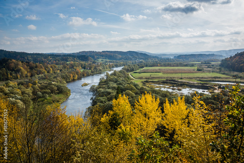 River San from pointview on mountain Sobien in Zaluz  Podkarpackie  Poland