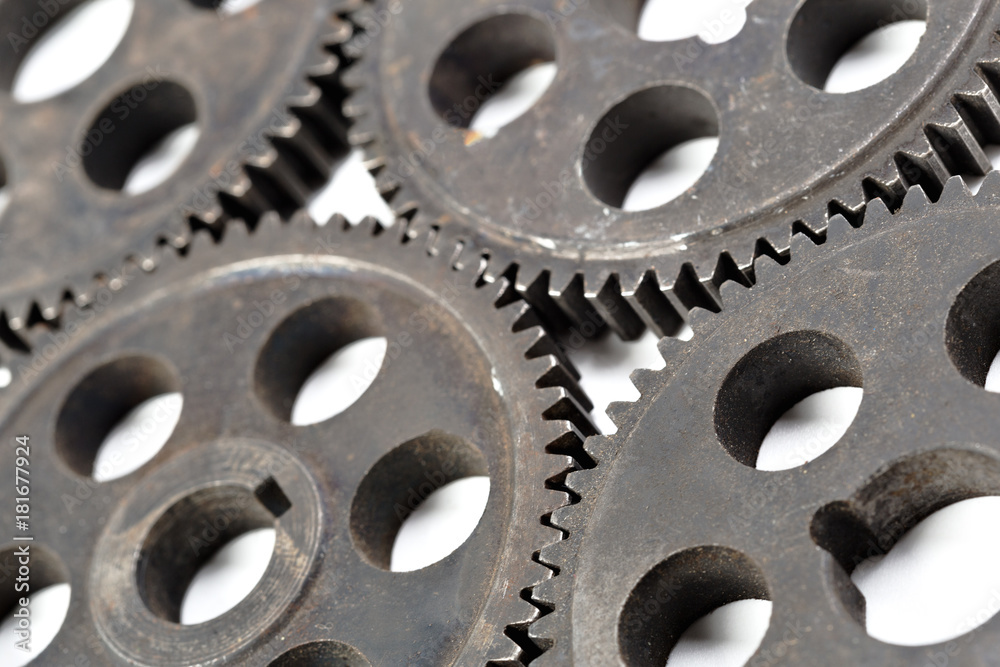 Close-up view of stack of gears Close-up view of stack of gears