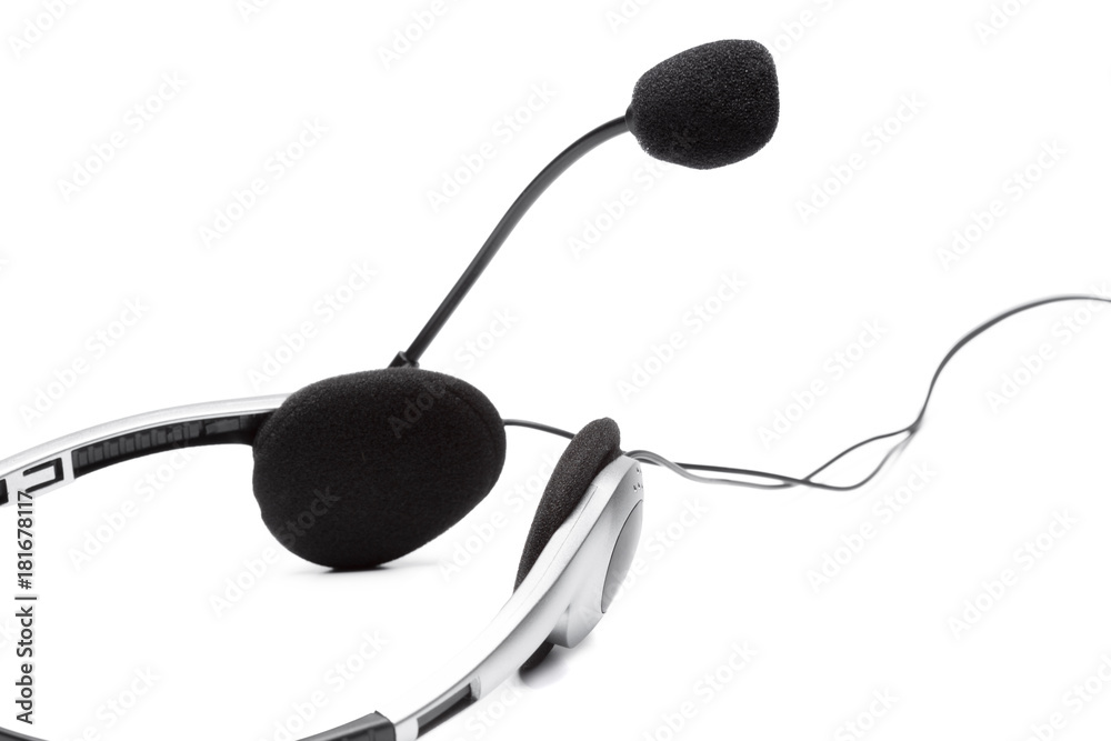 headset with microphone isolated on white headset with microphone isolated on white