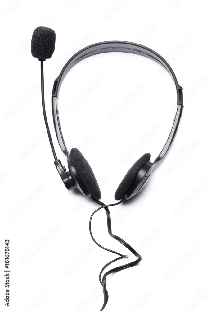 headset with microphone isolated on white headset with microphone isolated on white