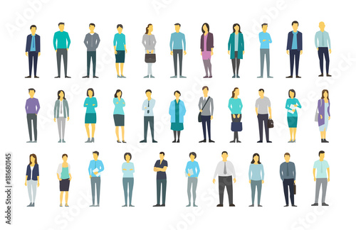 Big set a lot of people bundle in line crowd many persons. Stock vector illustration