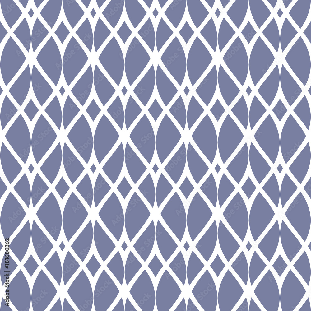 Fototapeta premium Vintage seamless pattern, thin wavy lines, elegant mesh. Blue and white colors. Fish net texture.