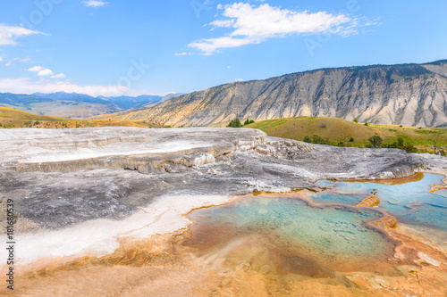 Mineral Hot Pools of Yellowstone National Park. Mammoth Hot Springs Area.