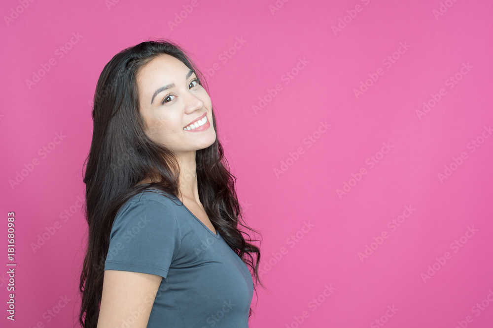 Woman On Pink Background Woman On Pink Background