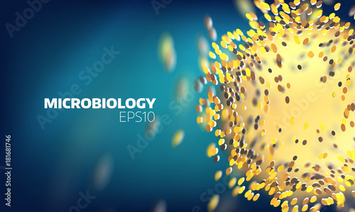 Microbiology cell explore. Molecular view. Medical technology background