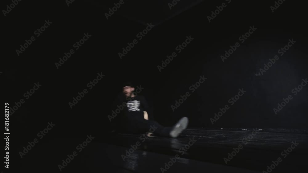 Jumping breakdancer and exercises on the hands sports endurance and physical training Jumping breakdancer and exercises on the hands sports endurance and physical training