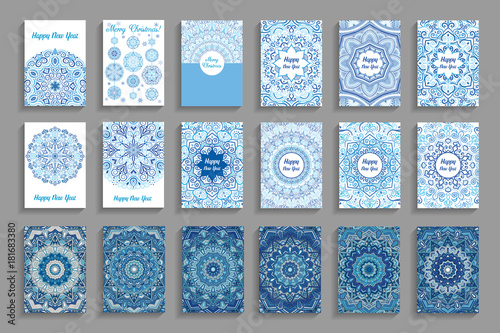 Happy New Year Christmas Cards Mandala Design