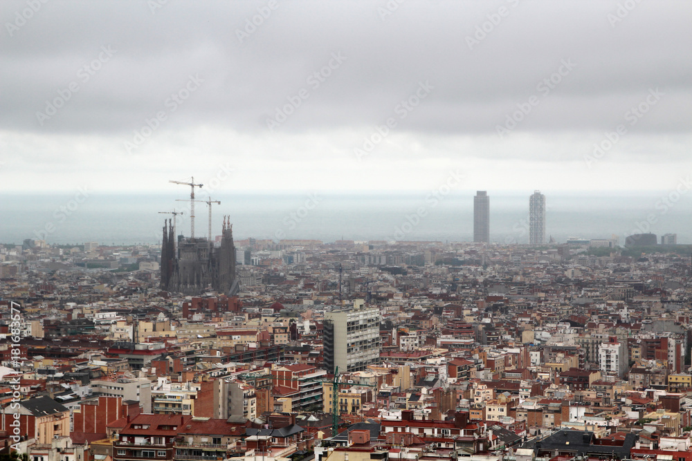 A panoramic view of Barcelona from Guell Park