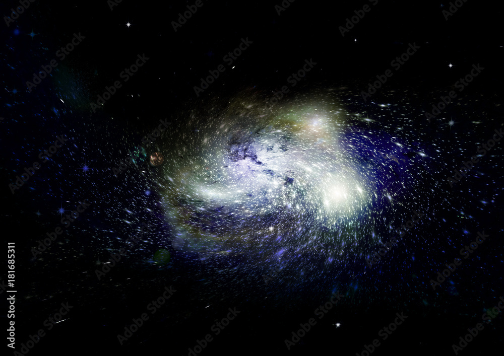 Fototapeta premium Stars, dust and gas nebula in a far galaxy