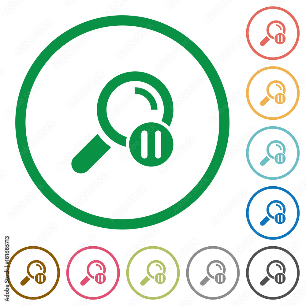 Pause search flat icons with outlines Pause search flat icons with outlines