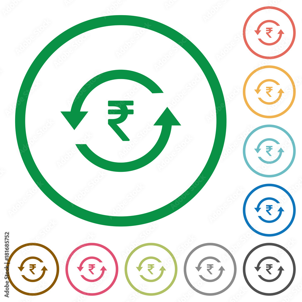 Rupee pay back flat icons with outlines Rupee pay back flat icons with outlines