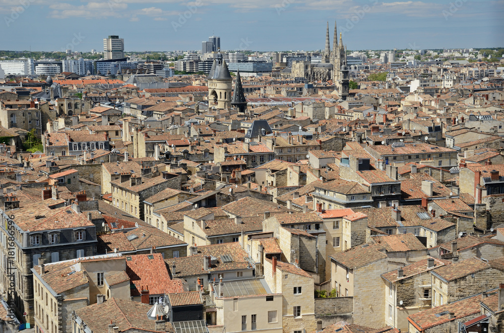 Panorama of the French city Bordeaux from above