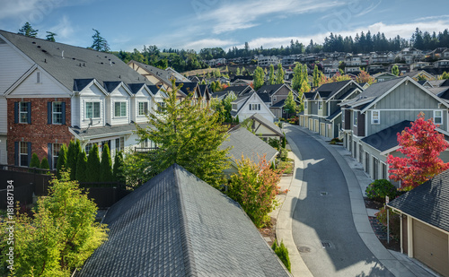 Curvy Residential Road in Issaquah, Wa photo