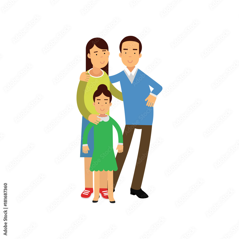 Young parents standing with their daughter, happy family concept vector Illustration Young parents standing with their daughter, happy family concept vector Illustration